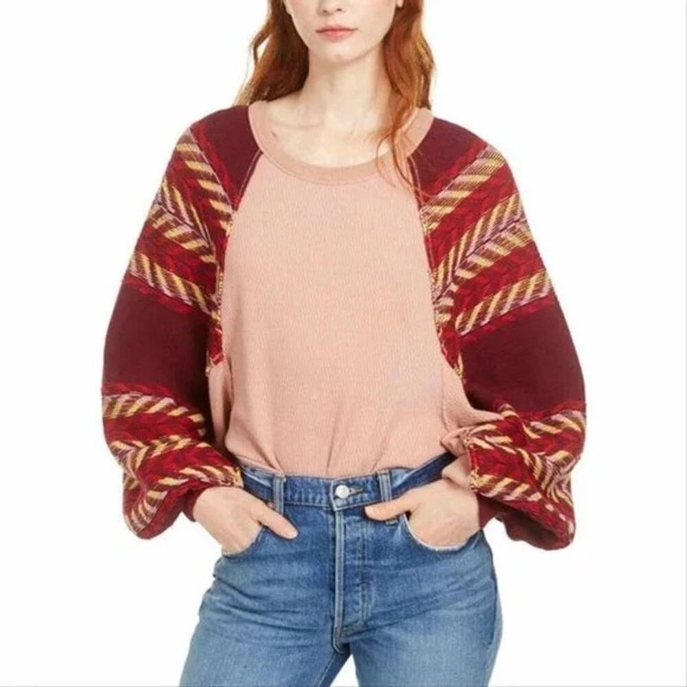 We The Free Women Rainbow Dreams Oversized Top Knit Boho Arizona Sands XS